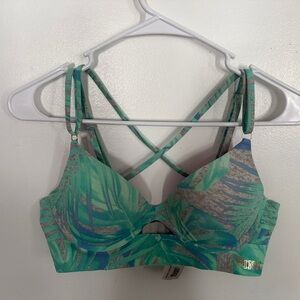 PINK Victoria's Secret Green Leaf Print Bra